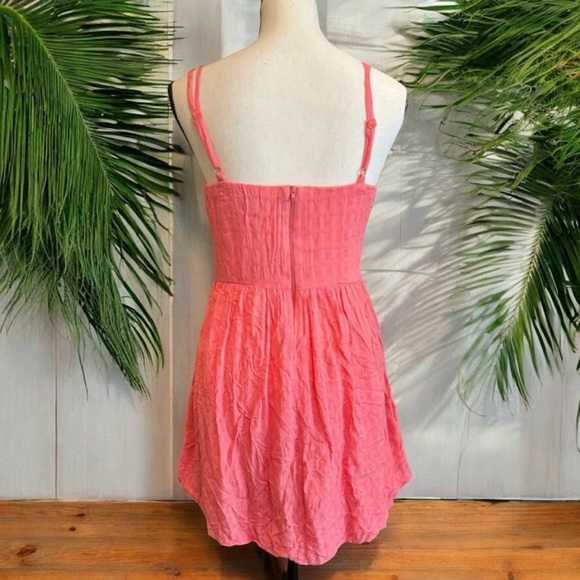 WET SEAL Mini Coral Pink Fit & Flare Dress, Eyelet Style Fabric - Medium - Picture 6 of 14